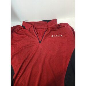 Delta Airlines Shirt Men’s XXL Red Black Quarter Zip Ramp Aeronautical Lands End
